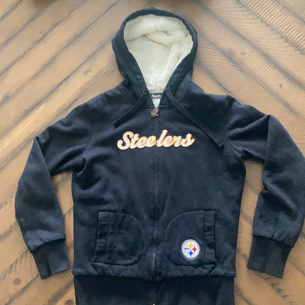Pittsburgh Steelers Zip Up Hoodie Faux Fur